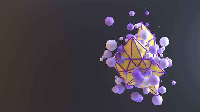 3D abstract form background with bubbles