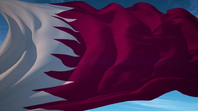 Waving flag loop. National flag of Qatar