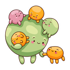 Fototapeta premium Cute Monster Ball Character Sticker