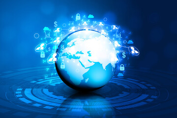 Fototapeta premium Global business network technology. 3d illustration..