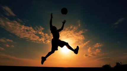 Silhouette of a basketball player playing basketball 