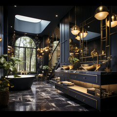 Obraz na płótnie Canvas Interior Design of a spacious Modern Luxury Bathroom