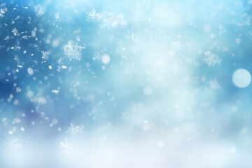 Fototapeta na wymiar Glittery winter in silver tones, snowy blurred blue background. Generative ai