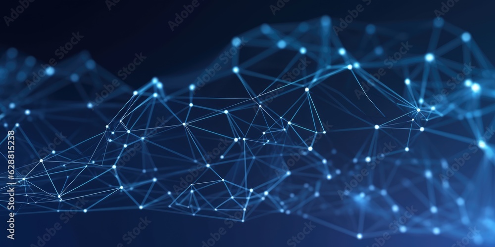 Aufkleber 3d network connections with plexus design blue background wallpaper. generative ai image weber.