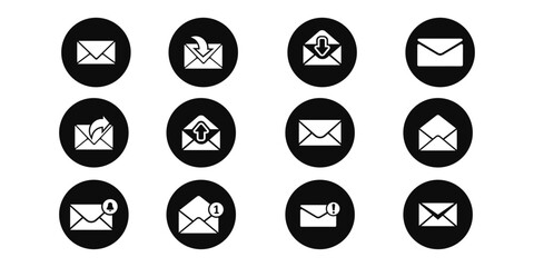 set Message Icon. Email or News Illustrations - Vector  Sign and Symbol. black line icon.