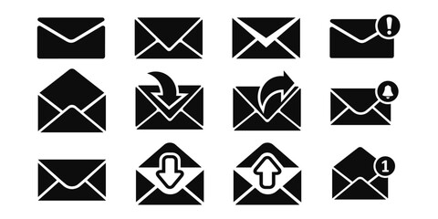 set Message Icon. Email or News Illustrations - Vector  Sign and Symbol. black line icon.