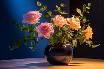 Portrait of a Stylish Roses Arrangment Indoors