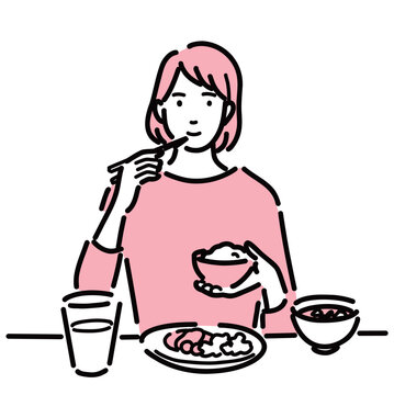 recommend clip art: 健康的な食事を摂っている女性
                    