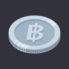 Silver Coin Baht Thailand Money Tin Vector