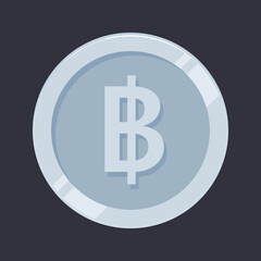 Silver Coin Baht Thailand Money Tin Vector