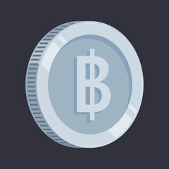 Baht Coin Silver Thailand Money THB Tin Vector