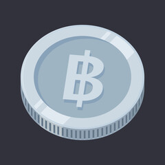 Baht Thailand Coin Silver Tin Money Vector