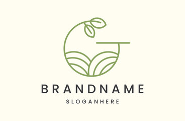 Letter g farm leaf logo template vector illustration design