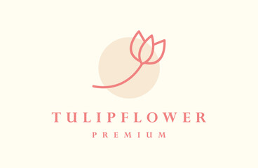 Minimalist tulip flower style line art logo template .