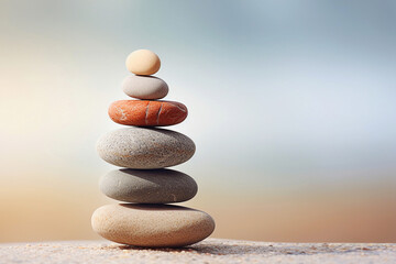 Fototapeta na wymiar Stacked zen stones, balance concept