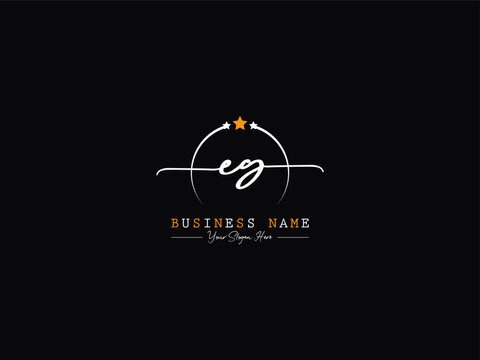 Handwritten Eg ge Signature Logo, Minimal Luxury Eg Logo Letter Design For Business