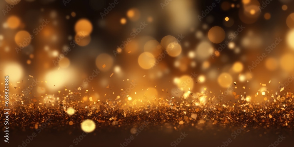 Poster a gold abstract bokeh background. generative ai image aig30.