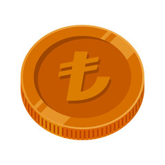 Bronze Lira Coin Turkish Money Copper Vector