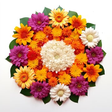 Onam festival floral designs called' Athapookkalam'. Onam is a traditional festival in Kerala, India. Generative AI