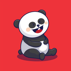 panda laught cartoon vector animal illustration