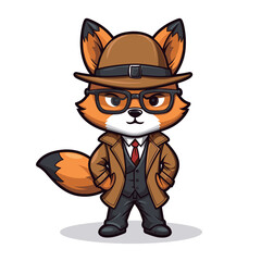 Cute Fox Detective mascot illustrations