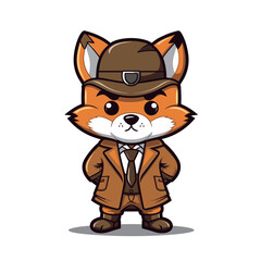Cute Fox Detective mascot illustrations