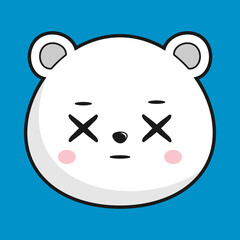 Polar Bear Dizzy X Eye Face Head Kawaii Sticker Isolated