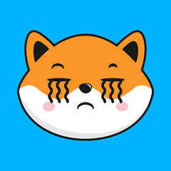 Shiba Inu Dog Crying Face Head Kawaii Sticker