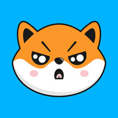 Shiba Inu Dog Angry Face Head Kawaii Sticker