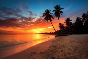 Scenic Tropical Beach Sunset Landscape