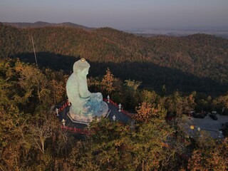The Great Buddha (Daibutsu)stucco buddha at the Wat Doi Phra Chan Buddhist temple the city of Mae...