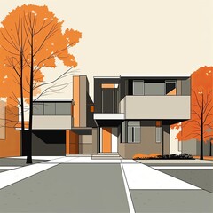 Simple Suburban Architecture Minimalist Background