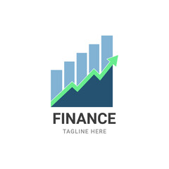 FINANCE LOGO WITH BAR AND ARROW IN FLAT DESIGN