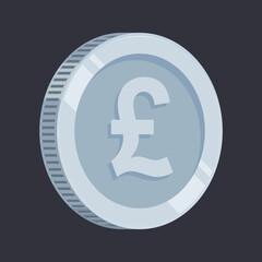 Pound Sterling Coin Silver Money GBP Vector