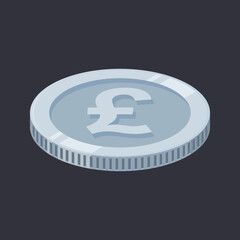 Pound Sterling Silver Coin GBP Money Vector