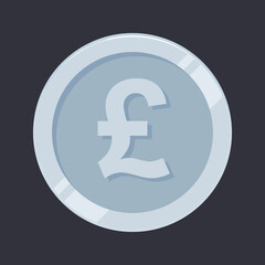 Pound Sterling Silver Coin GBP Money Vector