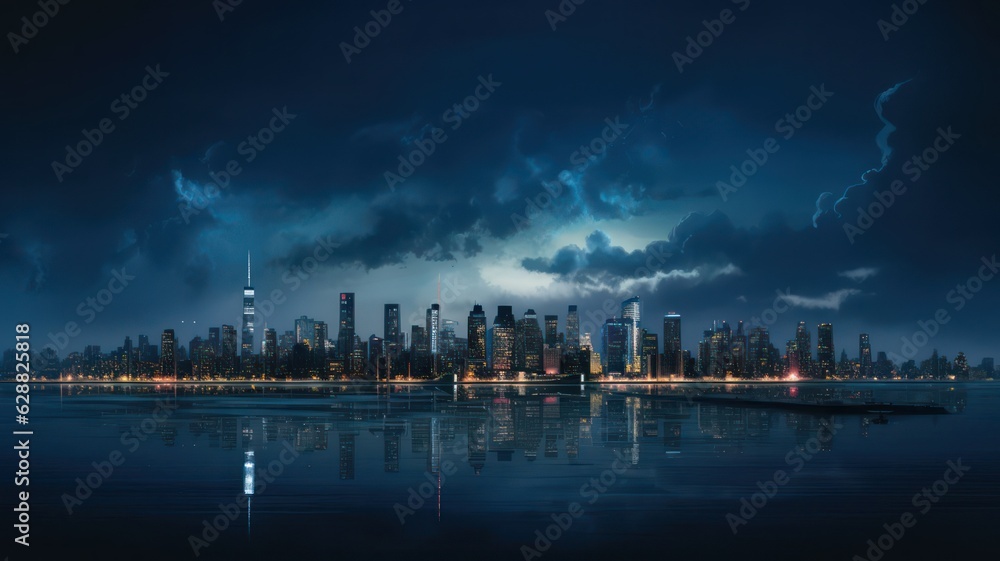 Poster skyline with skyscrapers created with generative ai