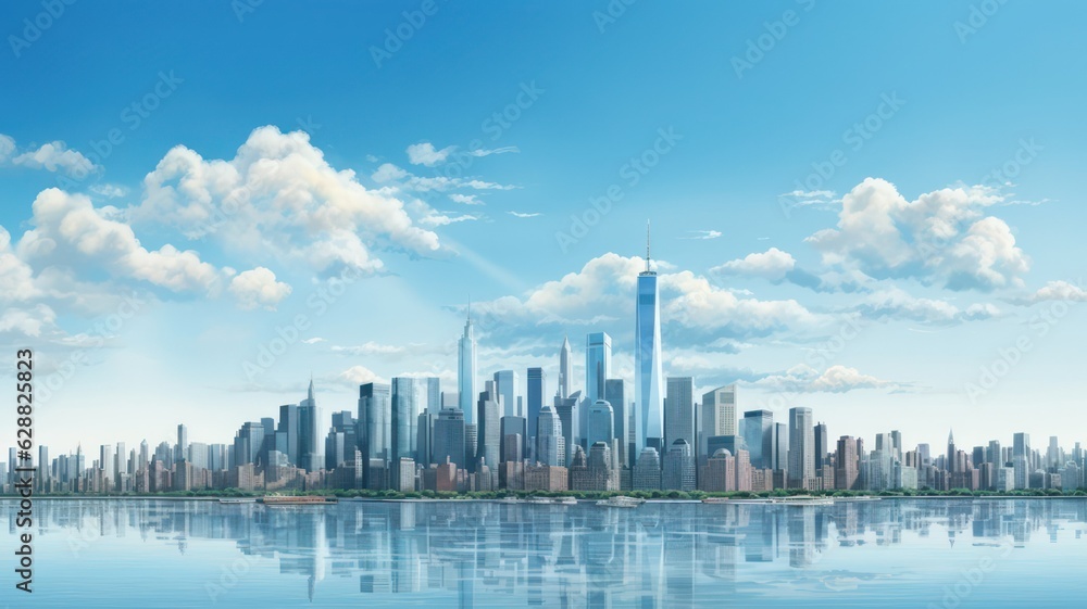 Poster skyline with skyscrapers created with generative ai