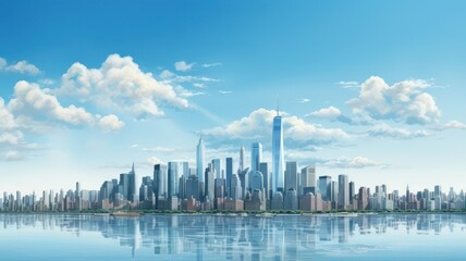 Fototapeta na wymiar Skyline with skyscrapers created with Generative AI