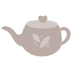 Grey teapot illustration isolated on white background	

