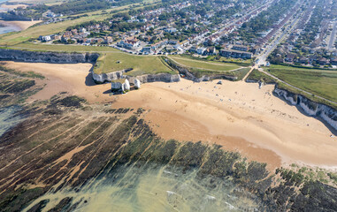 Drone aerial view of botany bay beach in Broadstairs Kent United Kingdom