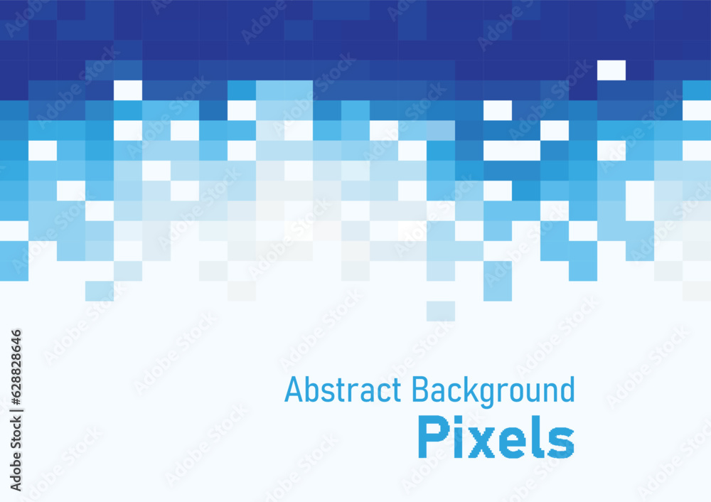 Poster abstract pixels disintegrate pattern. geometric mosaic background, blue color gradient line. vector 