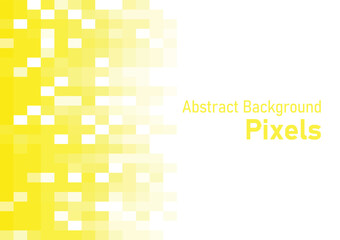Abstract pixels disintegrate pattern, geometric mosaic background, yellow color gradient, vector illustration template for wallpaper, poster, wrapping paper, web banner, website.