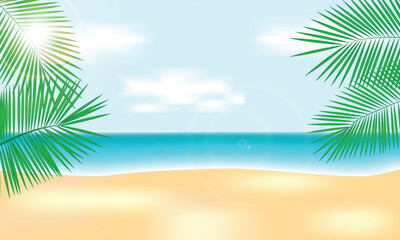 Fototapeta na wymiar Sunny Summer Vacation Beach Background
