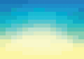 Obraz premium Abstract pixels pattern. geometric mosaic background, blue and yellow color gradient. vector illustration template for wallpaper, wrapping paper, web banner, website, poster.