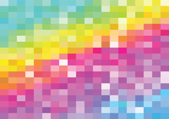 Abstract pixels pattern. geometric mosaic background, rainbow disco color gradient. vector illustration template for wallpaper, wrapping paper, web banner, website, poster.