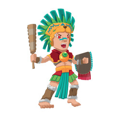 Obraz premium Aztec Warrior Traditional Illus Tration Character Vector