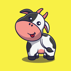cute cow cartoon vector icon animal illustration kawaii