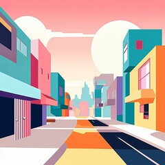 Simple Urban Architecture Pastel Colored Minimalist Background