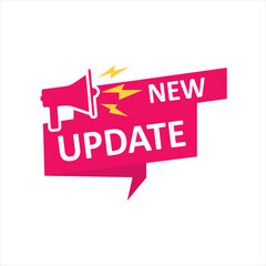 Red new update banner in modern style. web design. vector stock illustration.